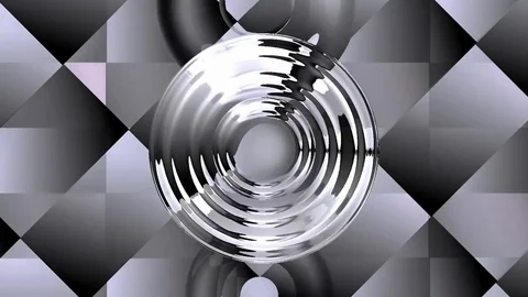 Video background with chrome reflections on techno patterned area. Circle Stock Footage 72349307