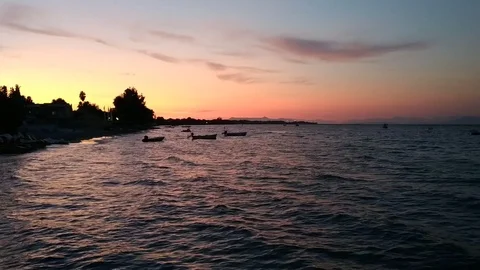 Video from a beautiful seaside location in Kavos Corfu Greece at sunset. Stock Footage 113682915
