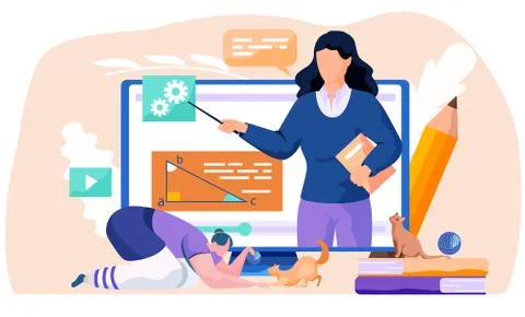 Video blog for pet owners, tutorial about keeping and feeding cats at home, diet Stock Illustration