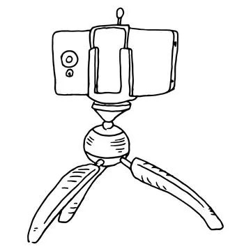 Video blog recording using mobile and tripod stand. Vector illustration of ma Stock Illustration