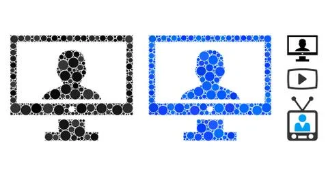 Video Blogger PC Composition Icon of Spheric Items Stock Illustration