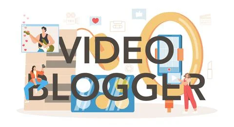 Video blogger typographic header. Sharing video content Stock Illustration