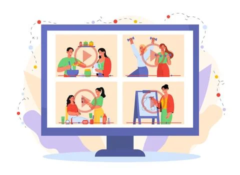 Video blogs at computer vector Stock Illustration