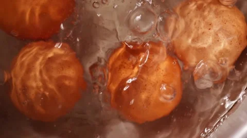 Video of boiling eggs in a pot (close-up). Food preparation concept. Stock Footage 231541141