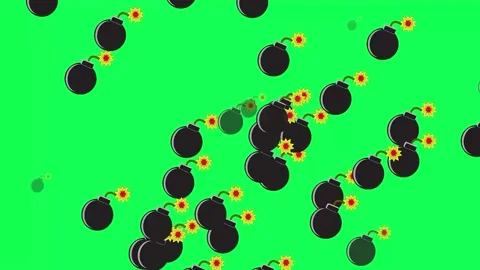 Video of bombs falling like rain on green background 動画素材 219348059