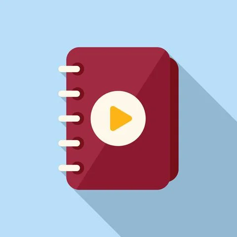 Video book icon flat vector. Online training Illustrazione stock