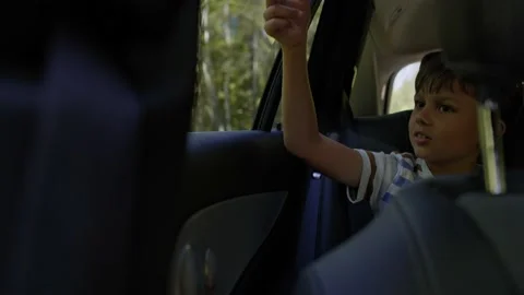 Video of boy pointing at something through a car window Stock-Footage 157153051