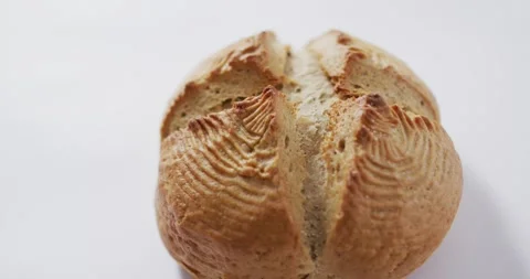 Video of bread on white worktop seeing from above Stock Footage 336714118