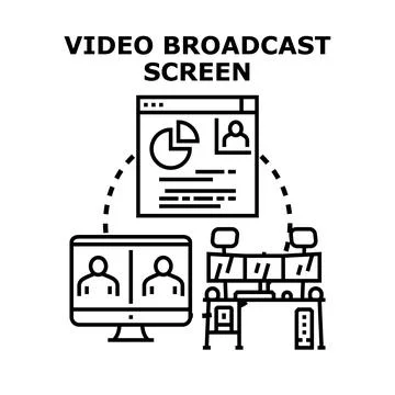 Video broadcasting screen concept with online communication Stock Illustration