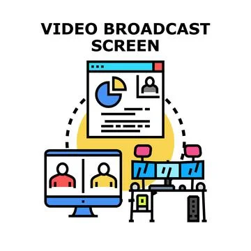 Video broadcasting screen concept with online communication Stock Illustration
