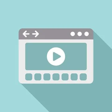 Video browser icon flat vector. Computer internet Stock Illustration