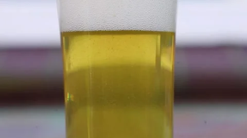 Video of bubbles in a glass of beer. Stock Footage 345069661