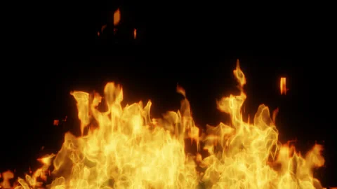 Video of burning fire on a black background. Seamless looping Full HD clip Stock Footage 166301334