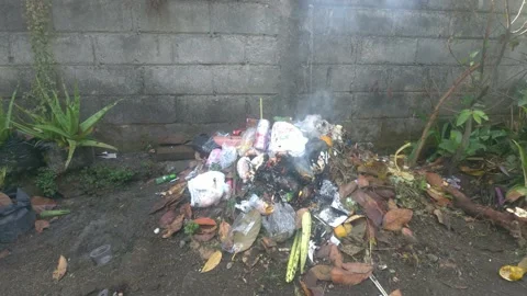 Video of burning trash in the countryside Stock Footage 209146274