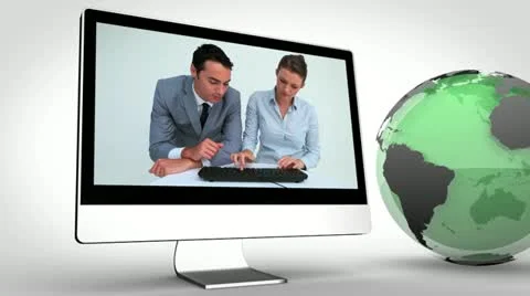Video of business with Earth image courtesy of Nasa.org Stock Footage