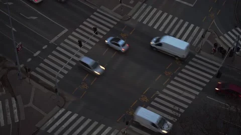 Video from a busy intersection at Twilight Video stock 231392956
