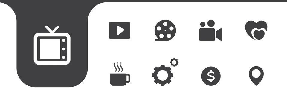 Video button isolated icon set design vector Stock Illustration