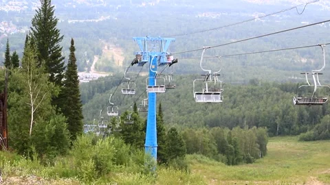 Video of Cableway funicular against summer woodland Stock Footage 167596624