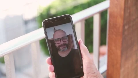 Video call between son and mother during quarentine Stock Footage 137522469