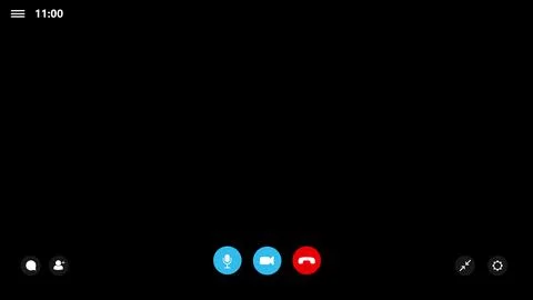 Video call chat app on a black background. Standard screen for calls and video Stock-Illustration