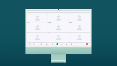 Video call chat app. Mockup video calls window overlay. Vector illustration UI イラスト素材