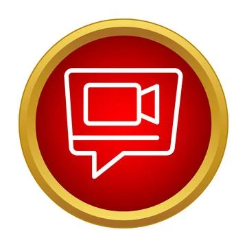 Video call chat bubble icon in red circle Stock Illustration