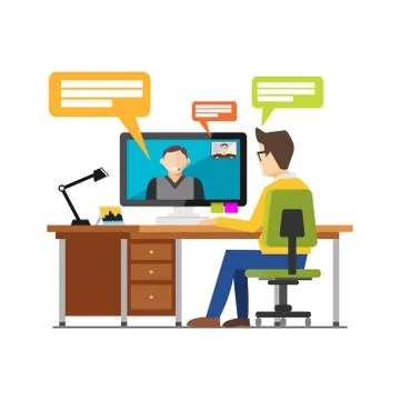 Video call chatting communication concept. Web camera video call, online conf Stock Illustration