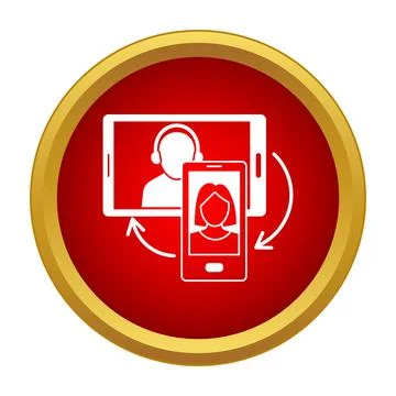 Video call communication between mobile and tablet devices Stock Illustration
