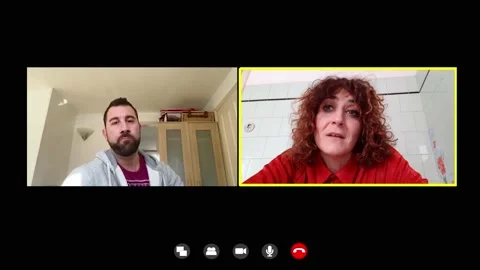 Video call, communication-tconversation between friends during the lockdown Video stock 141913965
