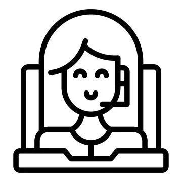Video call icon outline vector. Webinar computer 库存插图