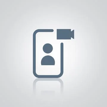 Video call icon in smartphone mobile signs, with silver background Stock Illustration