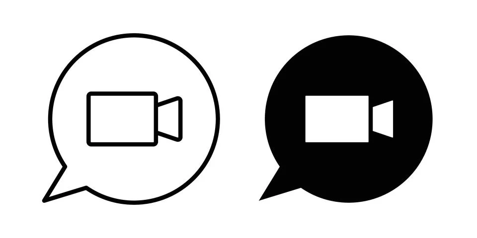 Video call icon thin line and clipart style vector set Stock Illustration