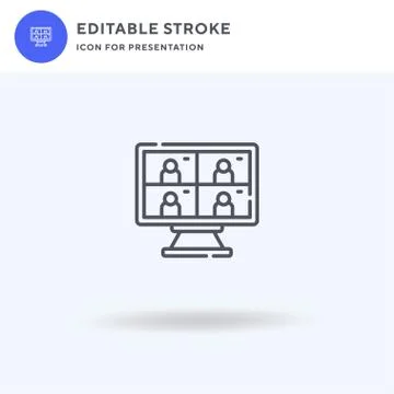 Video Call icon vector, filled flat sign, solid pictogram isolated on white 스톡 일러스트
