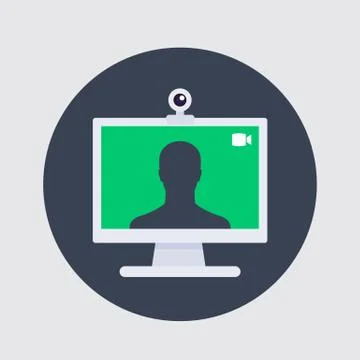 Video call icon, web camera and desktop Stock Illustration