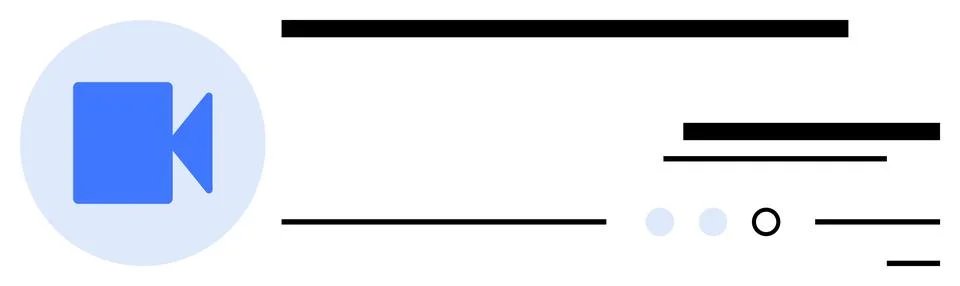 Video Call Interface with Blue Camera Icon and Horizontal Lines Indicating Te イラスト素材