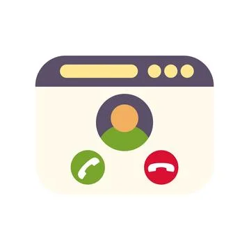Video call interface showing user profile and answer decline buttons Stock Illustration