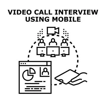 Video call interview using mobile application concept Stock Illustration