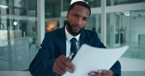 Video call, job interview and face of businessman with documents for recruitment Stock Footage 317171866