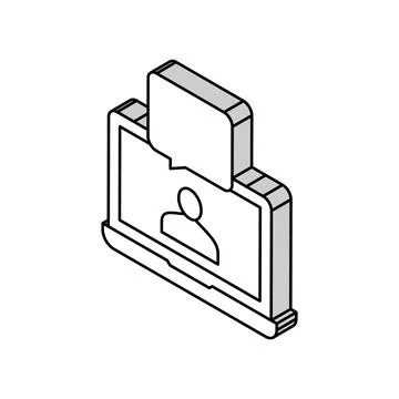 Video call laptop app isometric icon vector illustration Stock Illustration