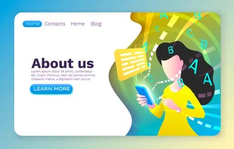 Video call mobile chat, concept people talk, web banner app. Vector Stock Illustration
