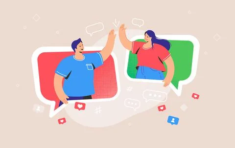 Video call or mobile chat conversation Stock Illustration