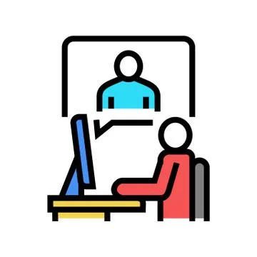 Video call or remote interview color icon vector illustration Stock Illustration