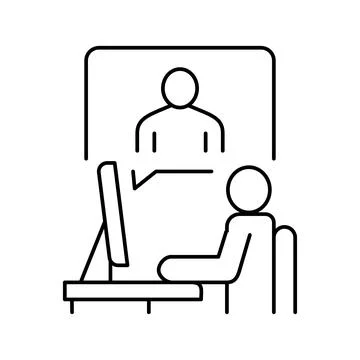 Video call or remote interview line icon vector illustration イラスト素材