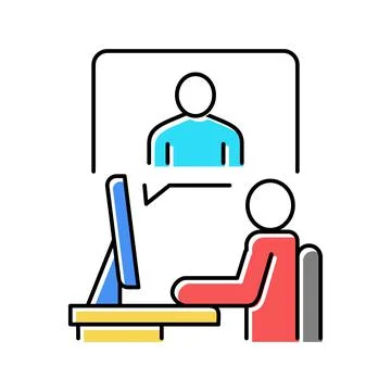 Video call or remote interview color icon vector illustration イラスト素材