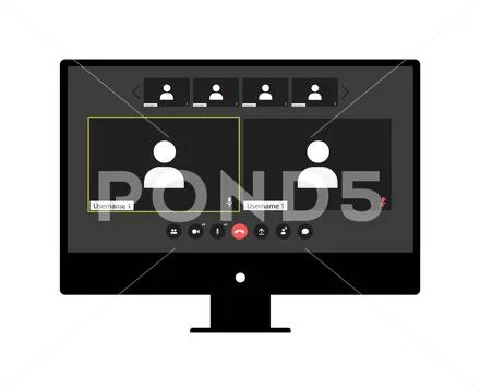 Video call program window with 6 users. UI UX template for video ...