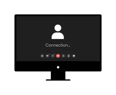 Video call program window. UI UX template for video conferencing and meetings Illustrazione stock