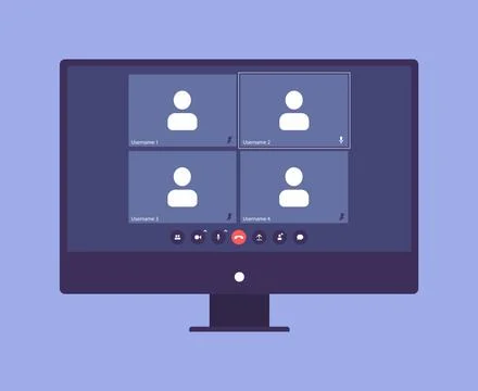 Video call program window. UI UX template for video conferencing and meetings Stock Illustration