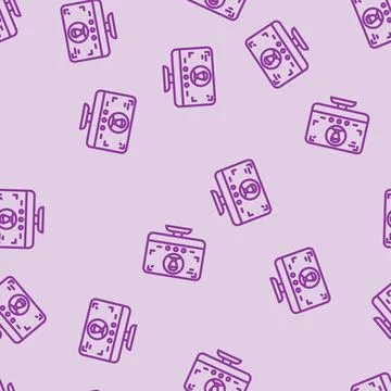 Video call screen hybrid work line vector seamless pattern Illustrazione stock