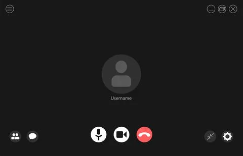 Video call screen template with buttons. Video call interface. Vector page of Stock Illustration