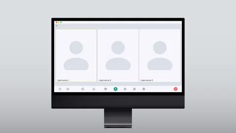 Video call screen template with buttons. Video call interface. Vector page of Stock Illustration